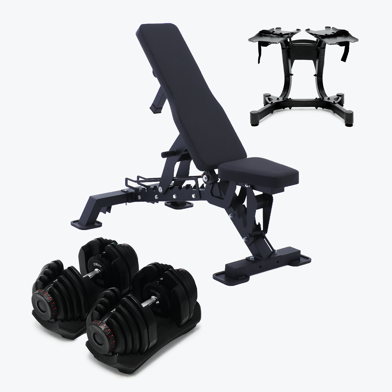 Bundle: Set of Dumbbells (10 - 90 lb) & Bench