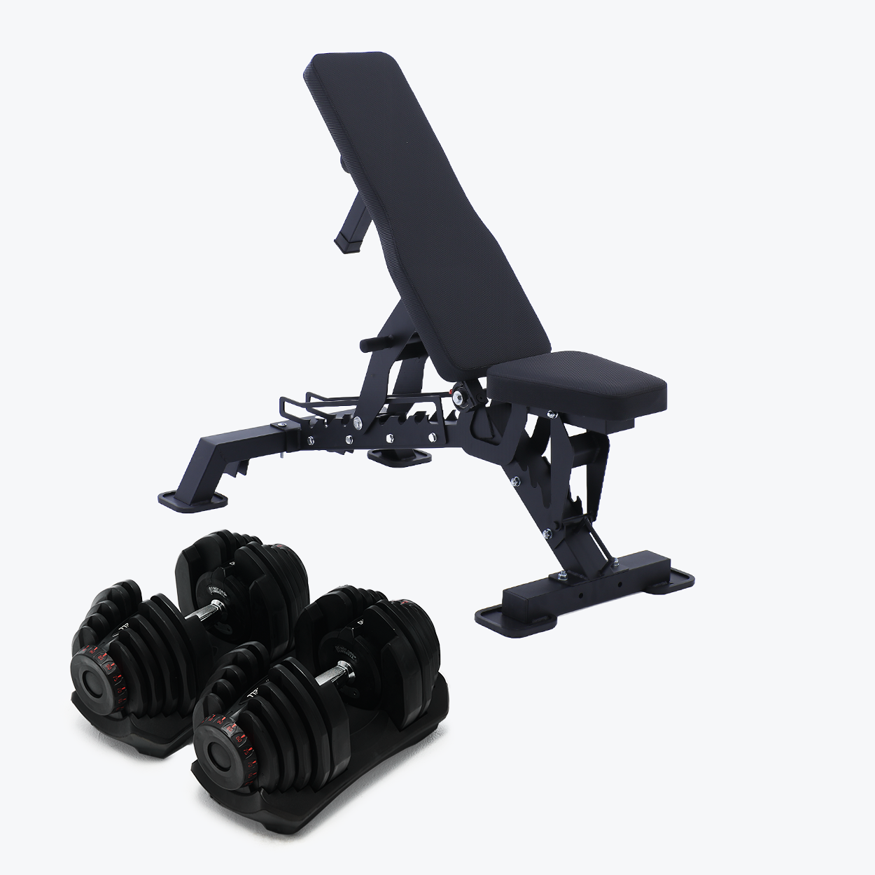 Bundle: Set of Dumbbells (10 - 90 lb) & Bench