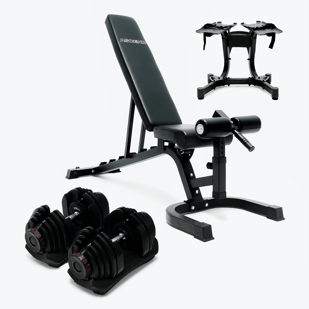 Bundle: Set of Dumbbells (10 - 90 lb) & Bench