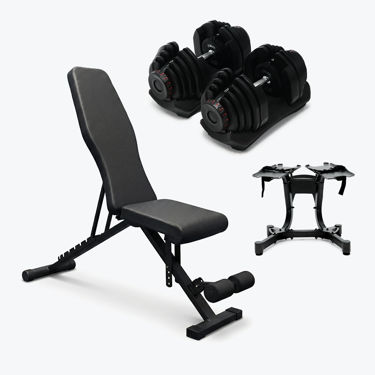 Bundle: Set of Dumbbells (10 - 90 lb) & Bench