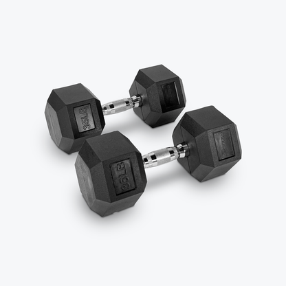 Haltères hexagonaux en caoutchouc Ascend – Paires (5 à 80 lb)