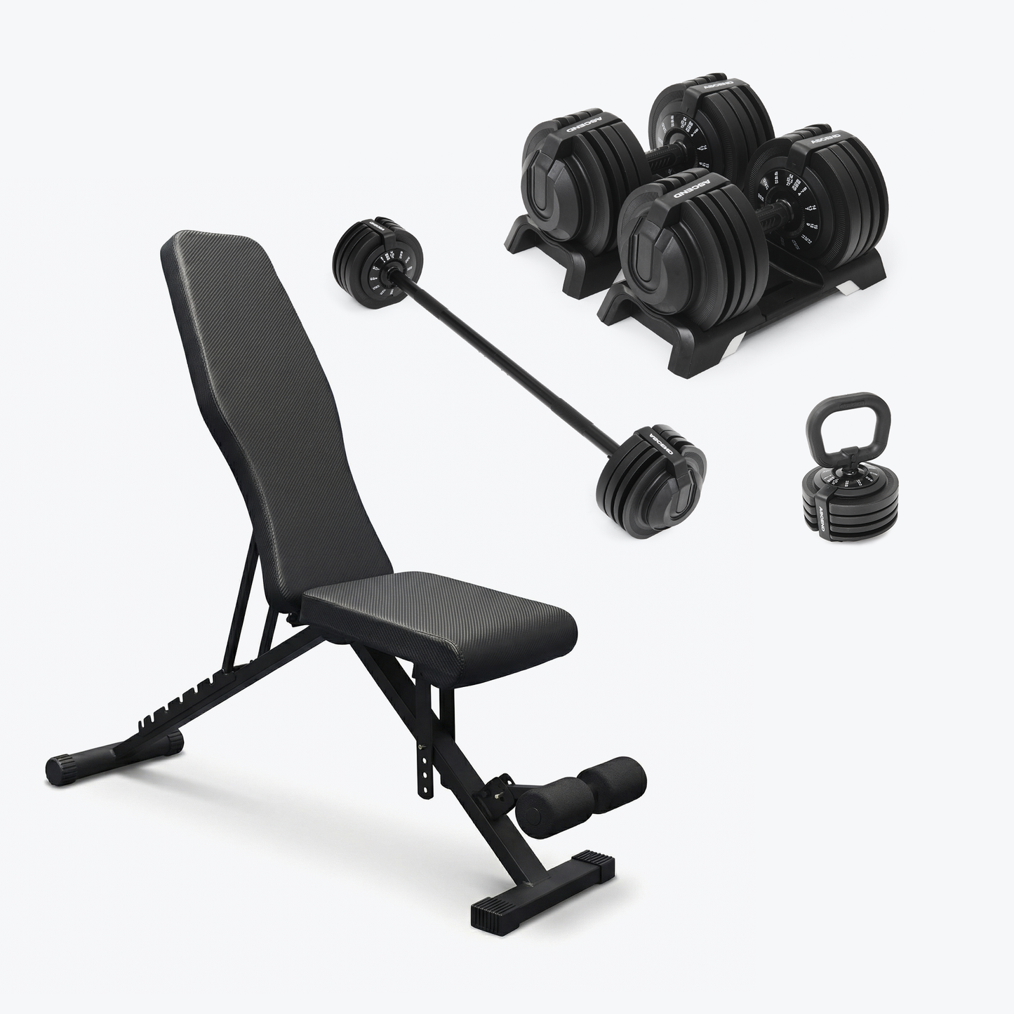 Bundle:  Ascend 3-in-1 Adjustable Dumbbells (7 to 52.5 lb) & Bench