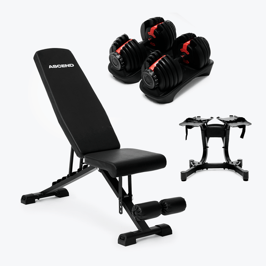 Bundle: Set of Dumbbells (5 - 52.5 lb) & Bench