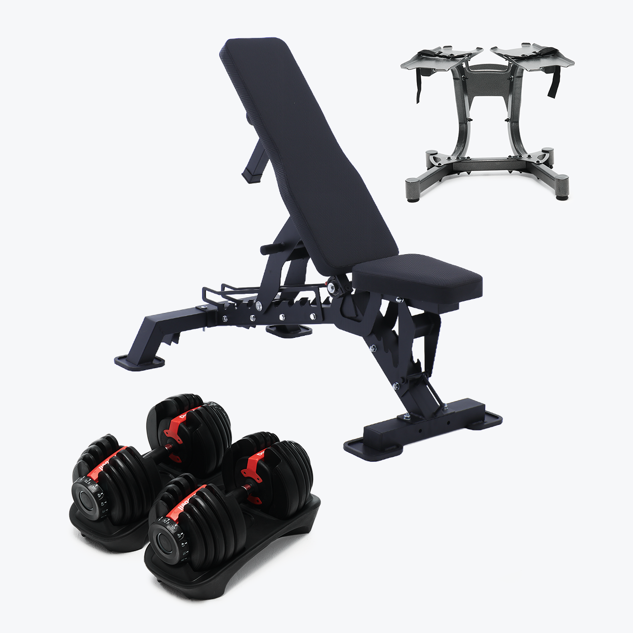 Bundle: Set of Dumbbells (5 - 52.5 lb) & Bench