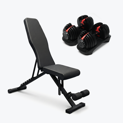 Bundle: Set of Dumbbells (5 - 52.5 lb) & Bench