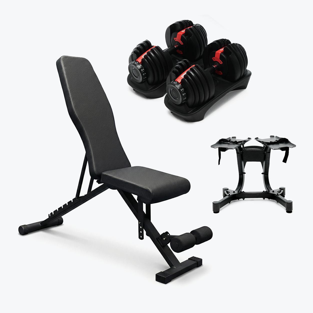 Bundle: Set of Dumbbells (5 - 52.5 lb) & Bench