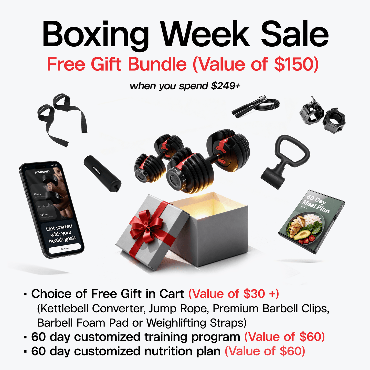 Haltères hexagonaux en caoutchouc Ascend – Paires (5 à 80 lb)