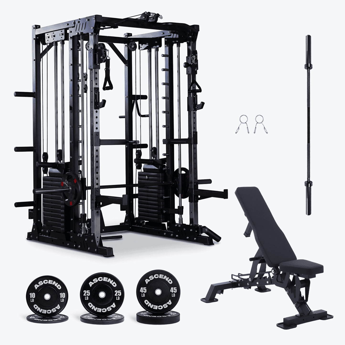 Multi-Function Smith Machine Bundles with Bumper Plates