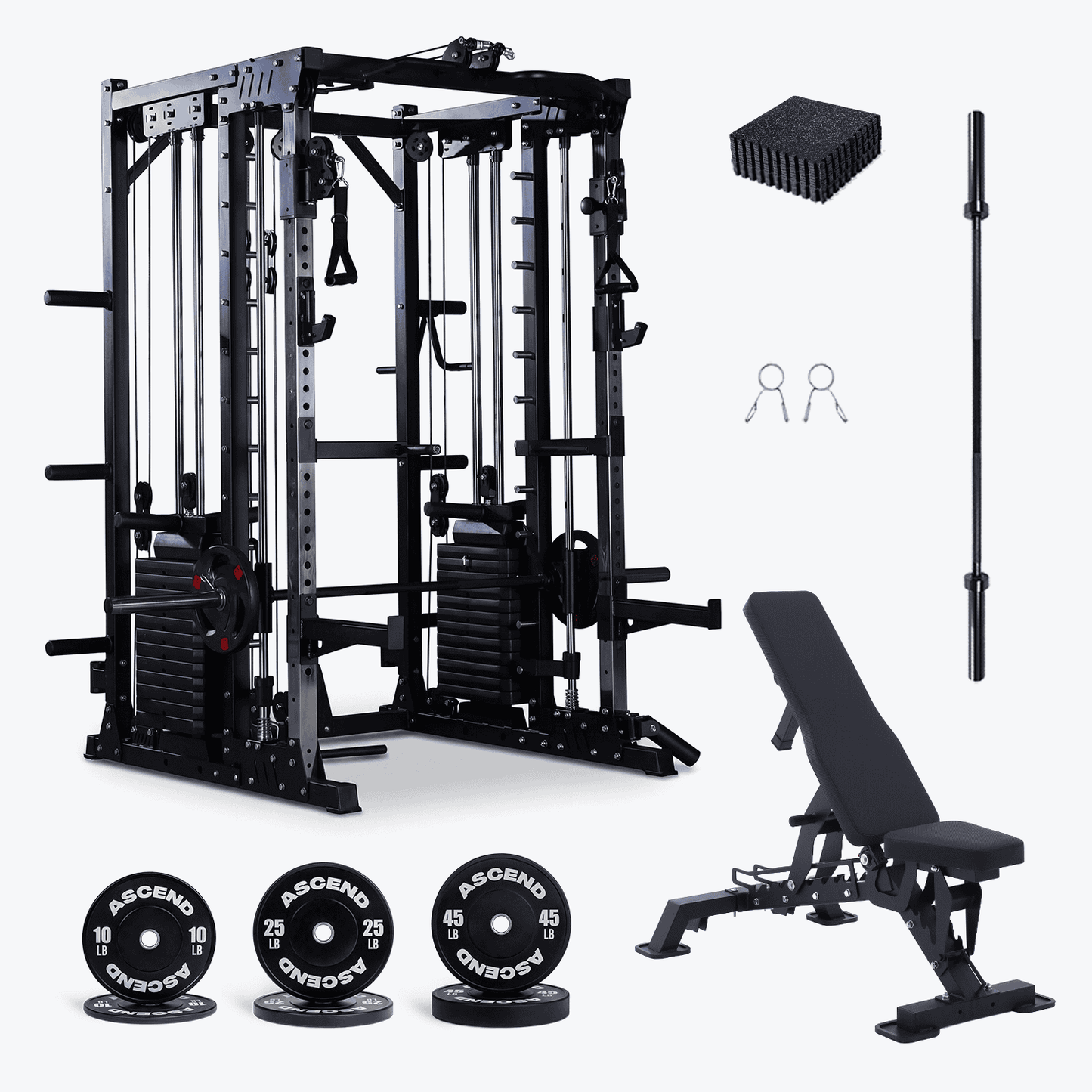 Multi-Function Smith Machine Bundles with Bumper Plates